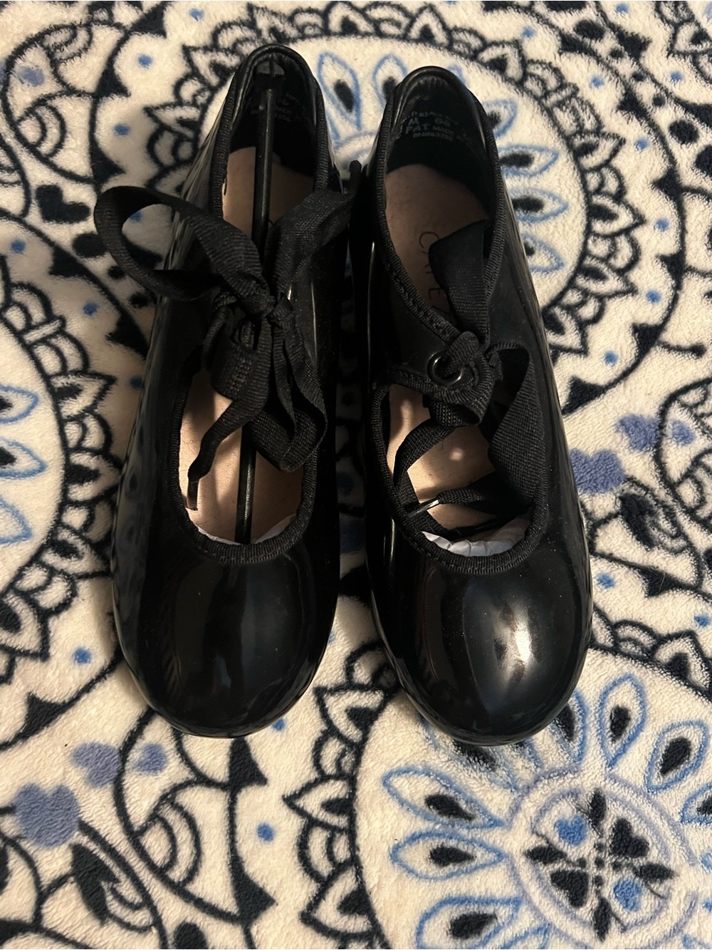 Capezio Black Patent Tie-Front Girls Dance Shoes